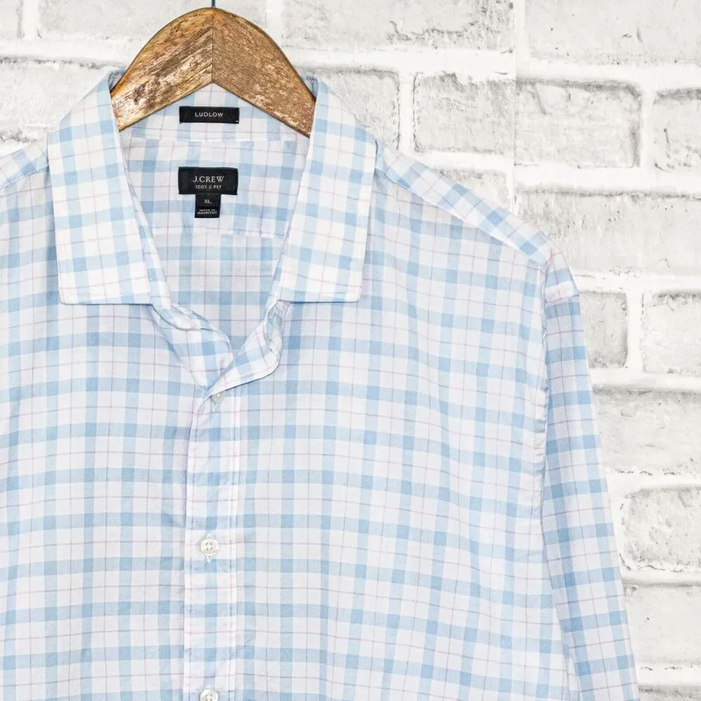 J.Crew Ludlow Men's size XL Button up Shirt in light blue check